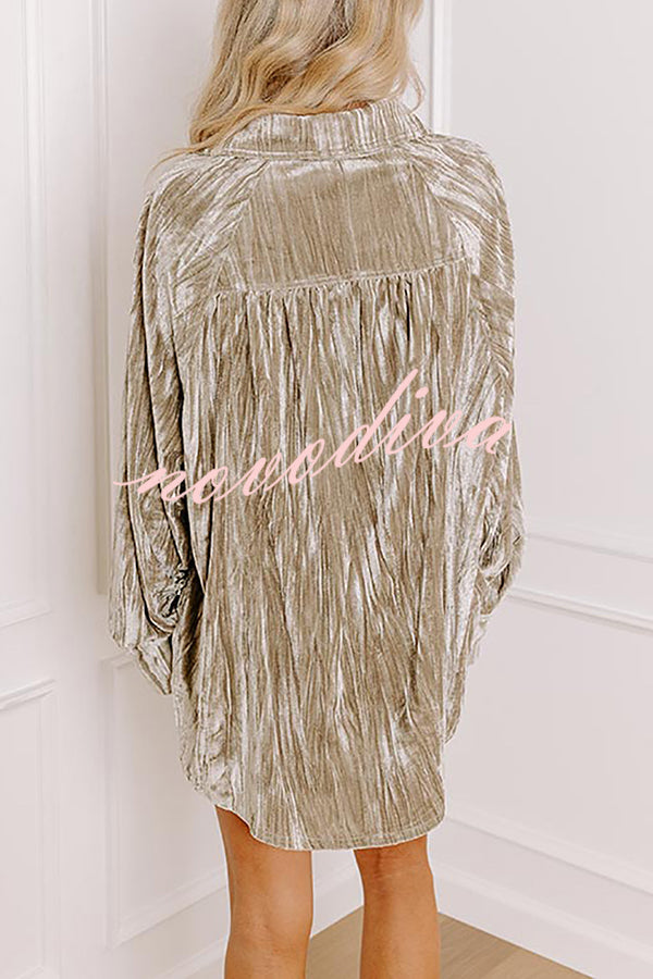 Solid Color Velvet Light-sensitive Drape Loose Shirt