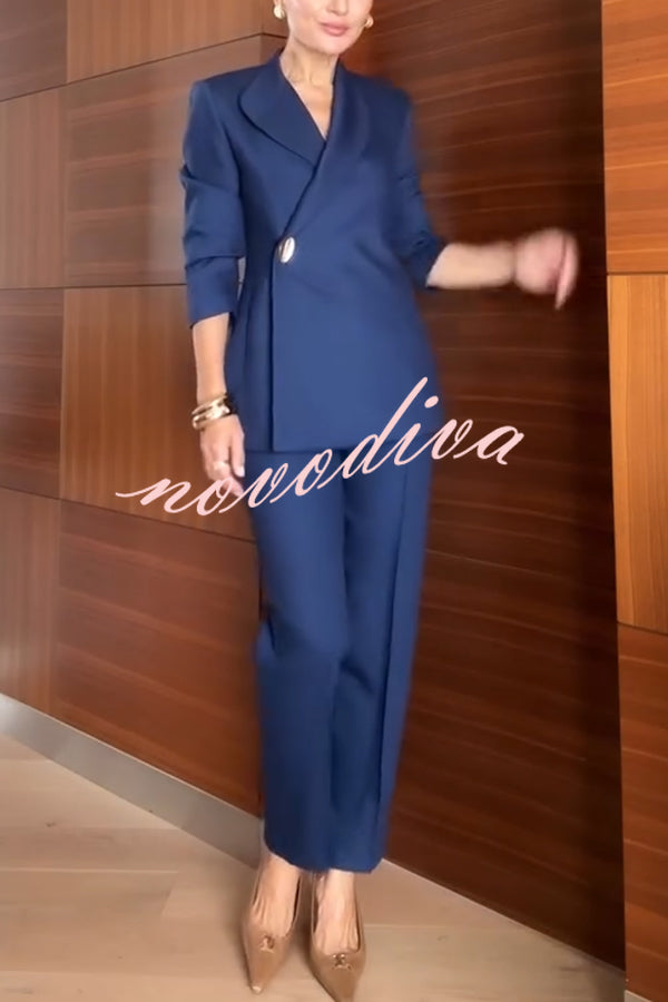 Exquisite and Fashionable Stand Lapel Neck Metal Button Long Sleeve Blazer