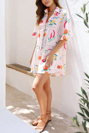 Sunshine Days Unique Print Button Loose Shirt Romper