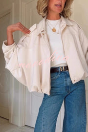 Fashion Lapel Long-sleeved Casual Bomber Jacket