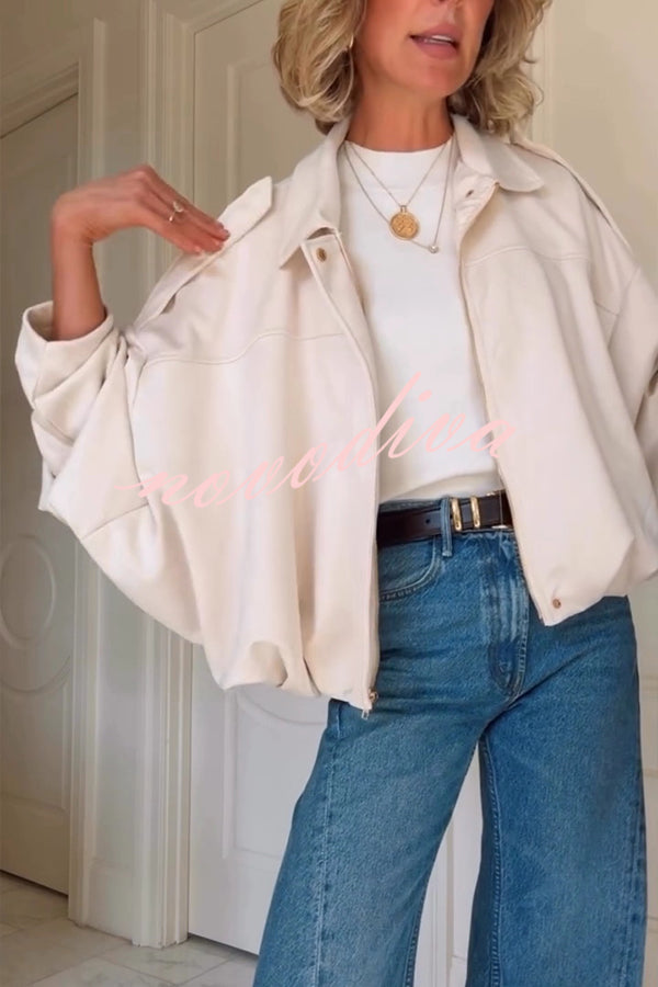 Fashion Lapel Long-sleeved Casual Bomber Jacket