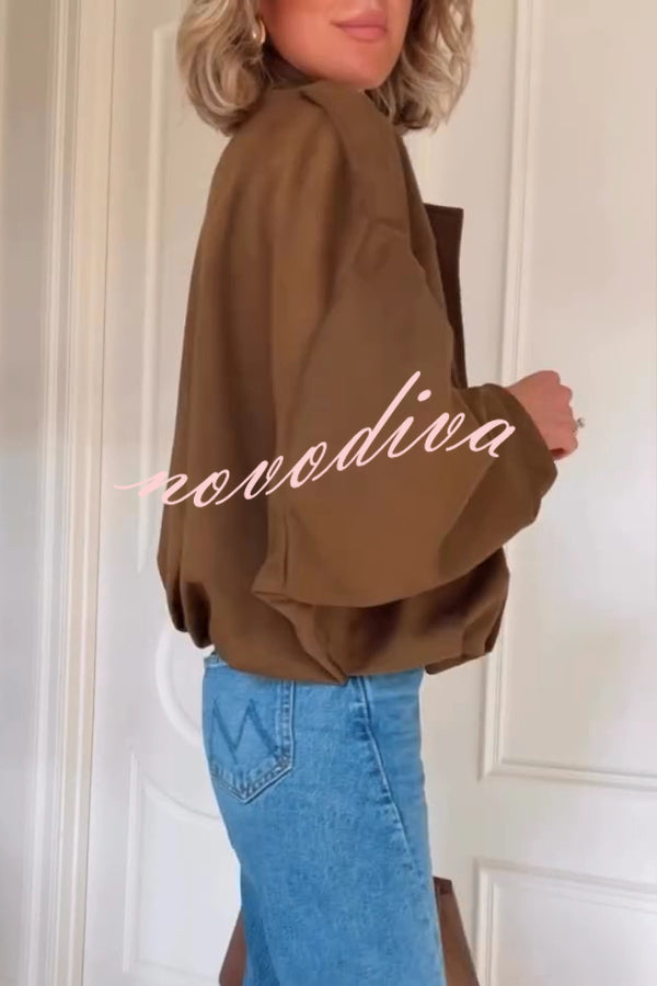 Fashion Lapel Long-sleeved Casual Bomber Jacket