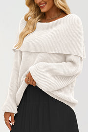 Solid Color Loose Off-shoulder Long-sleeved Casual Knit Sweater