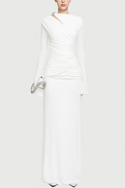 Stylish Long-sleeved Slim-fit Pleated Elegant Maxi Dress