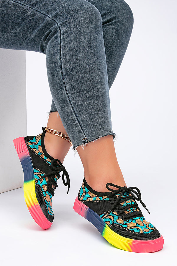 Fashionable Rainbow Bottom Sports Flat Casual Shoes