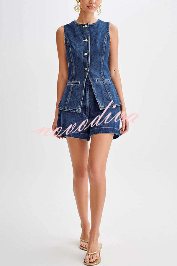 Abel Denim High Waist Relaxed Fit Shorts