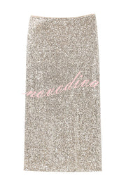 Crushing on You Sequin High Rise Wrap Tie-up Slit Midi Skirt