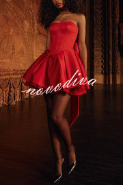 Stylish Sleeveless Off-shoulder Elegant Large Bow Mini Dress