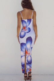 Definitely Memorable Abstract Floral Print Slip Stretch Maxi Dress