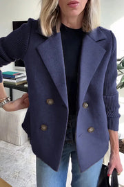 Fashion Lapel Stitching Long Sleeve Casual Button Loose Coat