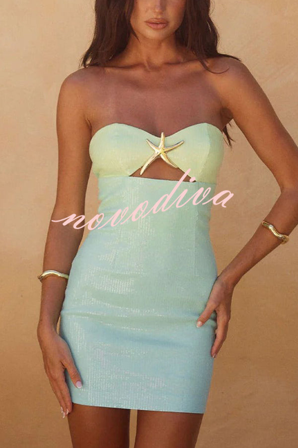 Gradient Sequin Sexy Off-the-shoulder Hollow Slim Mini Dress