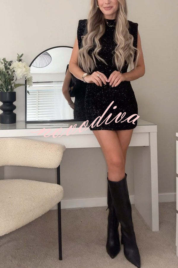 Adorable Sexy Vibes Sequin Wide Sleeve Mini Dress