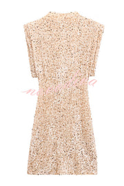 Fashionable Sequined Round Neck Sleeveless Slim-fit Mini Dress