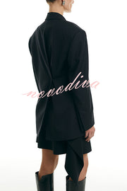 Urban Charm Shoulder Pads Asymmetrical Back Button Lapel Oversized Blazer
