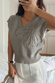 Solid Color Casual V-neck Knitted Sweater