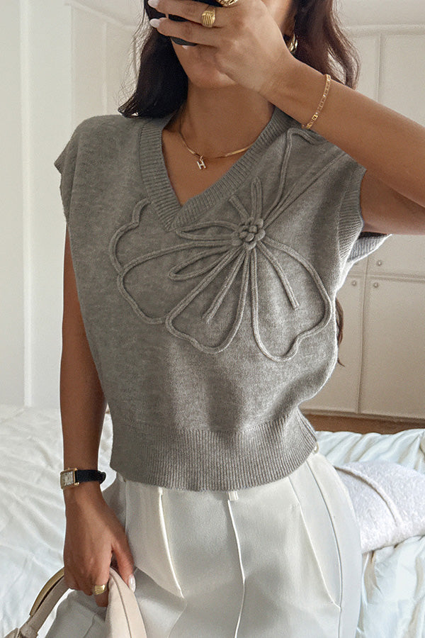 Solid Color Casual V-neck Knitted Sweater