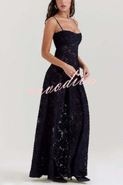 Fashion Sexy Suspenders See-through Holiday Slim Maxi Dress