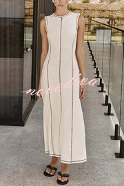 Balance Beauty and Comfort Ribbed Contrast Detail Stretch Maxi Dress