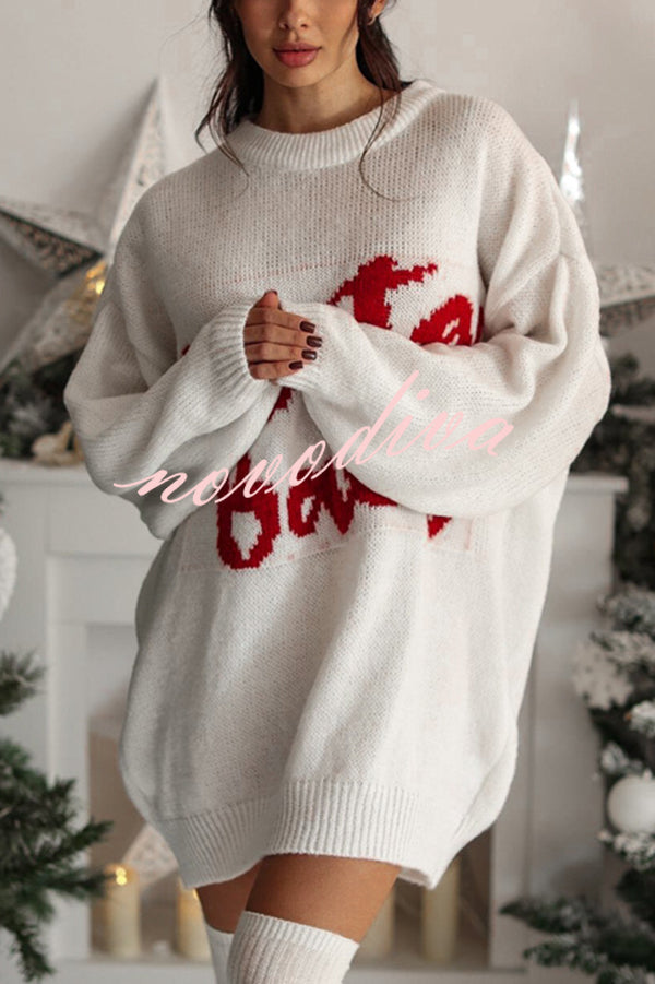 Santa Baby Loose-fitting Long-sleeved Mid-length Knit Sweater