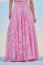 Paris Dreaming Embroidered Lace High Rise Elastic Waist Pocketed Maxi Skirt