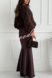 Caitlin Knit Stretch Fabric High Waist Fishtail Casual Maxi Skirt