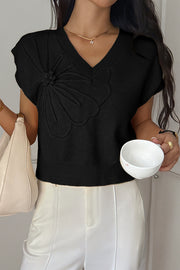 Solid Color Casual V-neck Knitted Sweater