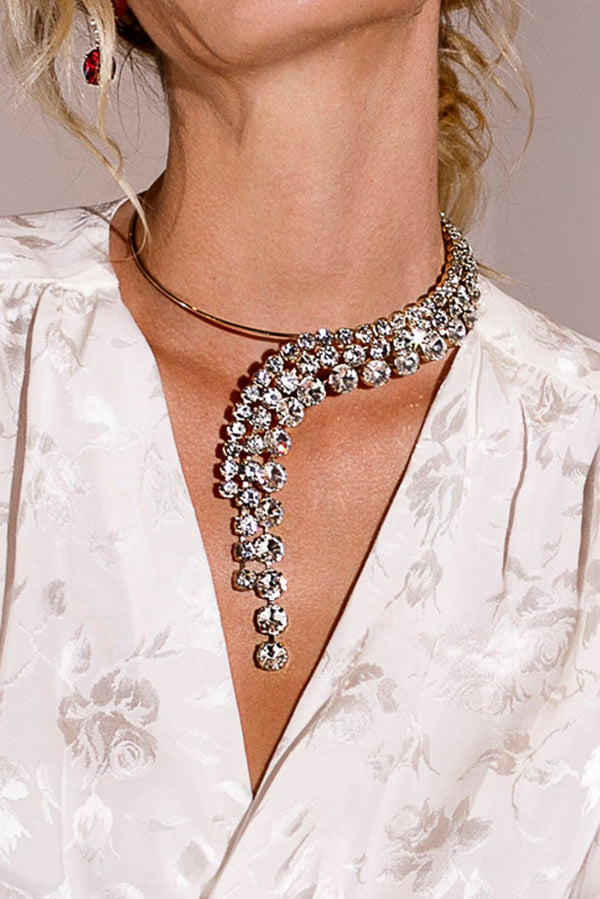 Fashionable Diamond Tassel Exaggerated Necklace