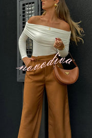 Solid Color Casual Pocket Loose Wide-leg Pants