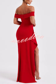 Sexy Lady Off Shoulder High Slit Maxi Dress