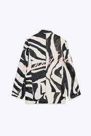 Breath of Freedom Animal Print Button Up Long Sleeve Lapel Loose Blazer