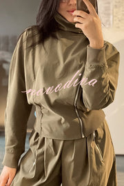 Fashionable High-neck Long-sleeved Zippered Simple Jacket