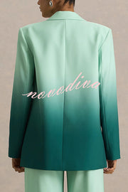Enya Ombre Print Single Button Long Sleeve Lapel Loose Blazer