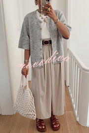 Solid Color Casual Buttoned Loose Knitted Cardigan