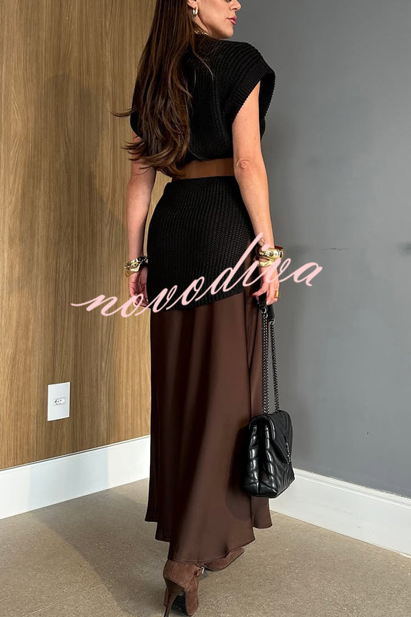 Solid Color Loose Sleeveless Casual Knitted Vest