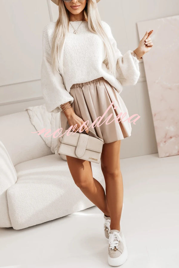 Solid Color Loose Open Back Bow Knitted Casual Sweater