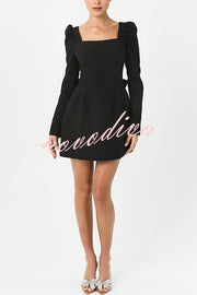 Gift for You Puff Shoulder Long Sleeve Back Bow Detail Mini Dress