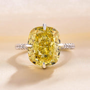 Yellow Stone Radiant Cut Engagement Ring in Sterling Silver