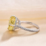 Yellow Stone Radiant Cut Engagement Ring in Sterling Silver