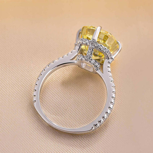 Yellow Stone Radiant Cut Engagement Ring in Sterling Silver