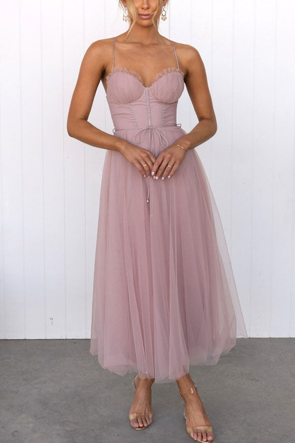 Modern-day Princess Chiffon Suspenders Party Maxi Dress