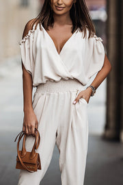 Wonderful Ideas Ruffle Cold Shoulder Jumpsuit