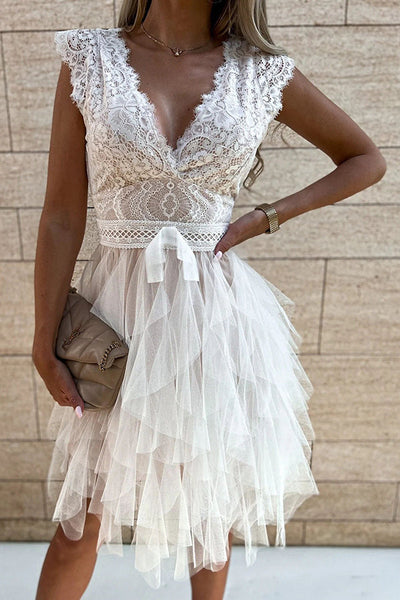 Infinite Beauty Lace Tulle Party Mini Dress