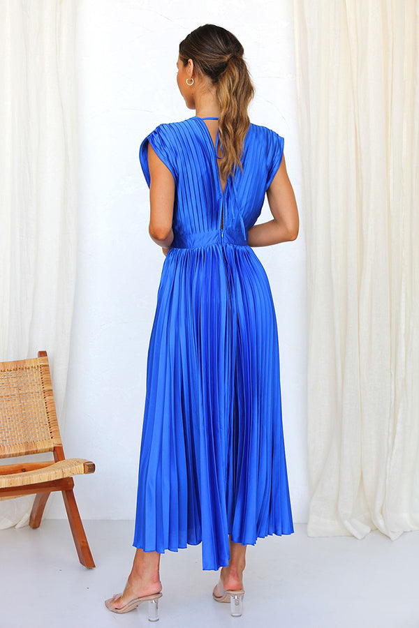 Hello Gorgeous Satin Pleated Party Midi Dress