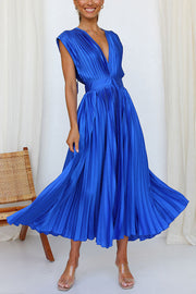 Hello Gorgeous Satin Pleated Party Midi Dress