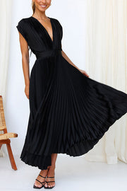 Hello Gorgeous Satin Pleated Party Midi Dress