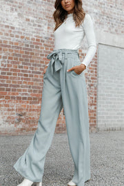 In Vogue Belted Pocketed Wide Leg Pants