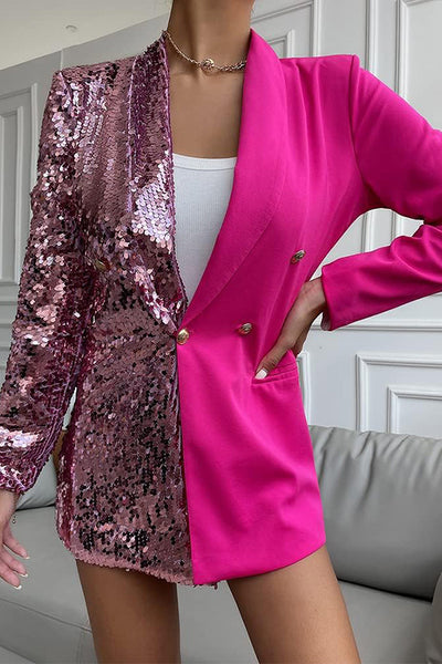 Malibu Queen Colorblock Sequin Blazer Party Dress