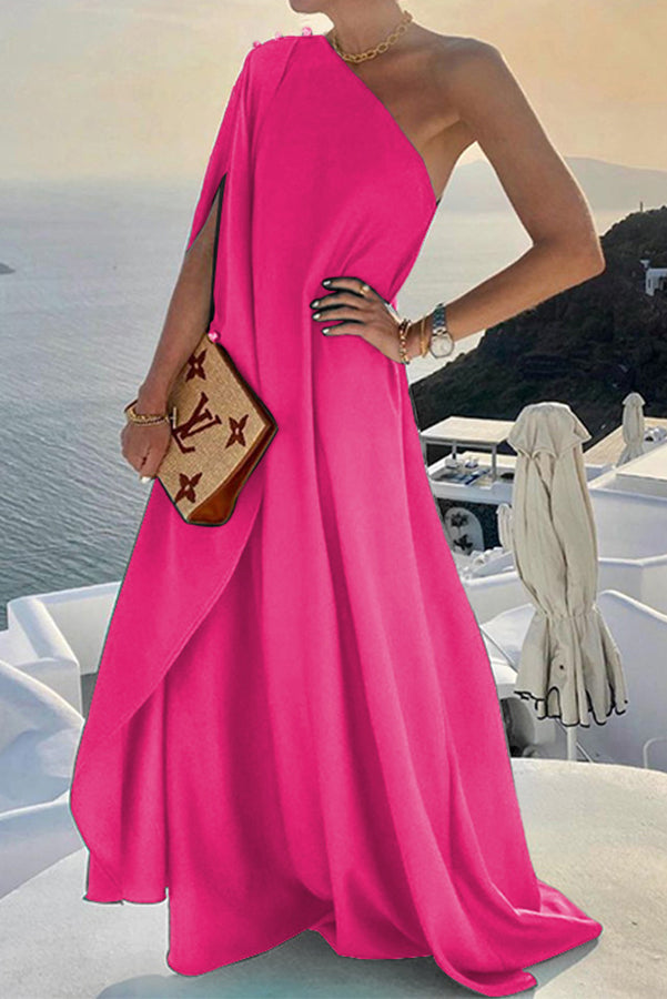 Alyse One Shoulder A-line Elegant Party Maxi Dress