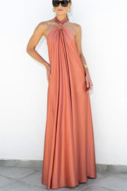 Classy and Fabulous Satin Halter Backless Party/Vocation Maxi Dress