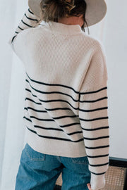 Nyla Striped Knit Half Zip Pullover Sweater